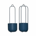 Hubsch Lotus hanging flower pots set of 2 pieces petrol - 941603 Hubsch Lotus hanging flower pots set of 2 pieces petrol - 941603