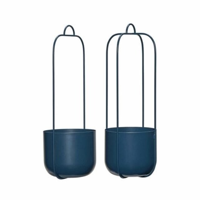 Hubsch Lotus hangende bloempotten set van 2 stuks petrol - 941603