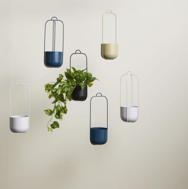 Hubsch Lotus hangende bloempotten set van 2 stuks petrol - 941603