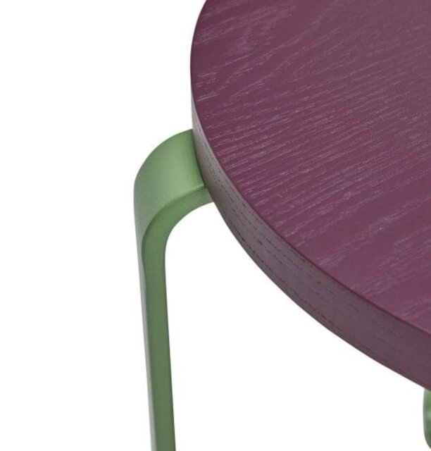 Hubsch Smile stool burgundy/green - 021607