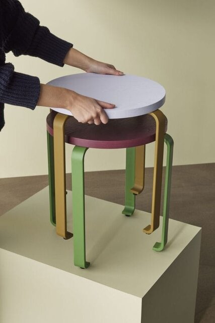 Hubsch Tabouret Smile bordeaux/vert - 021607