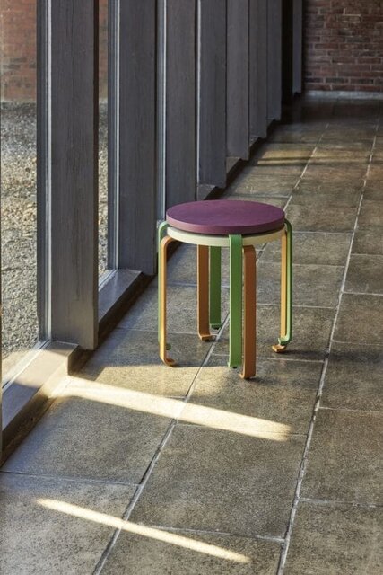 Hubsch Smile stool light blue/khaki - 021608 Hubsch Smile stool light blue/khaki - 021608