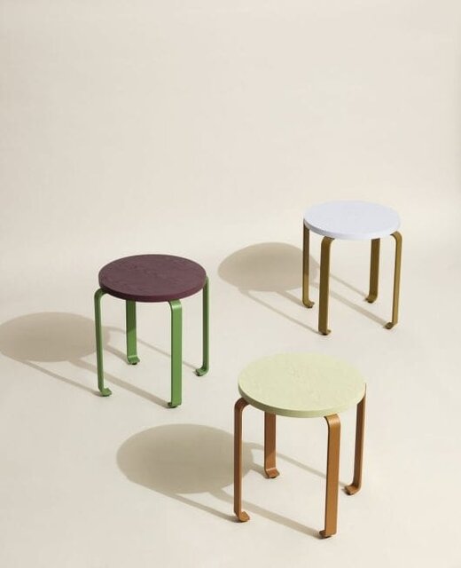 Hubsch Tabouret Smile vert clair/orange - 021606