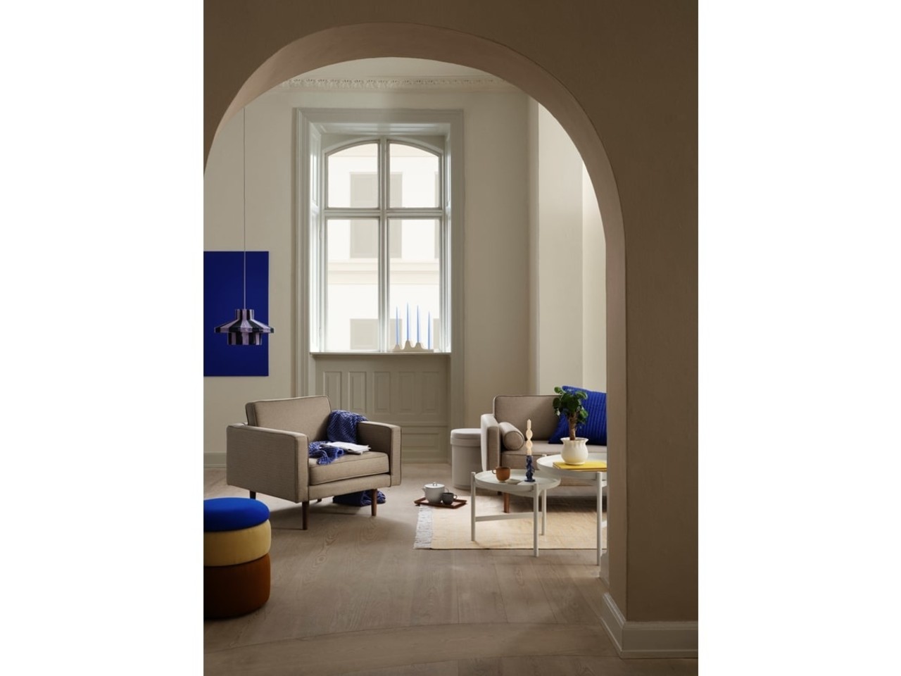 Broste Copenhagen Pouf Pond blu/sabbia/ocra Ø38cm - 31001143 Broste Copenhagen Pouf Pond blu/sabbia/ocra Ø38cm - 31001143