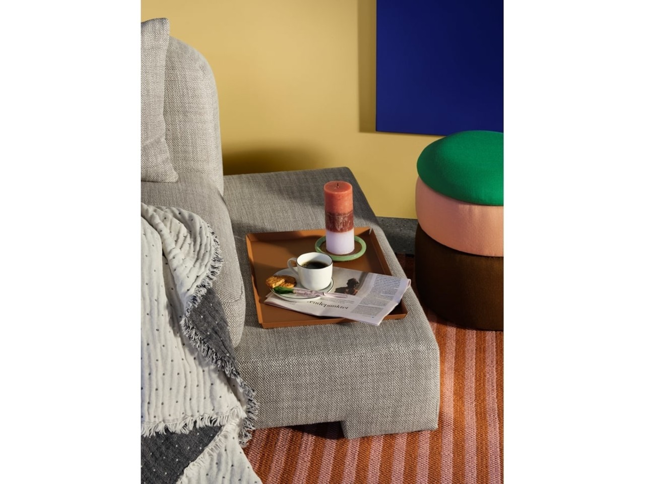 Broste Copenhagen Dampuf grøn/pink/kaffe Ø38cm - 31001144