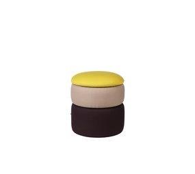 Broste Copenhagen Pouf Pond giallo/beige/uva scura Ø38cm