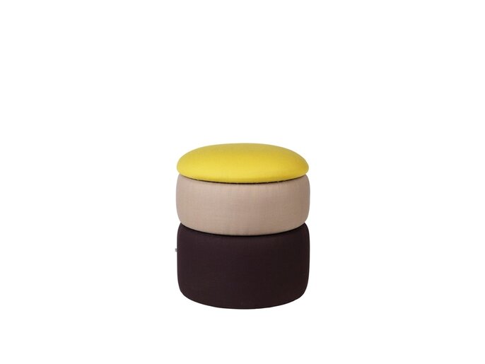 Broste Copenhagen Pond poef geel/beige/dark grape Ø38cm - 31001145
