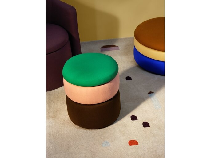 Broste Copenhagen Pouf Pond blu/sabbia/ocra Ø68cm - 31001146