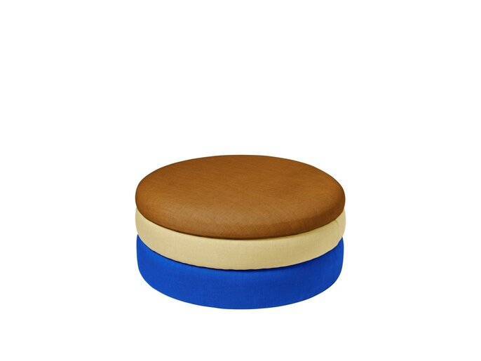 Broste Copenhagen Pouf Pond blu/sabbia/ocra Ø68cm - 31001146