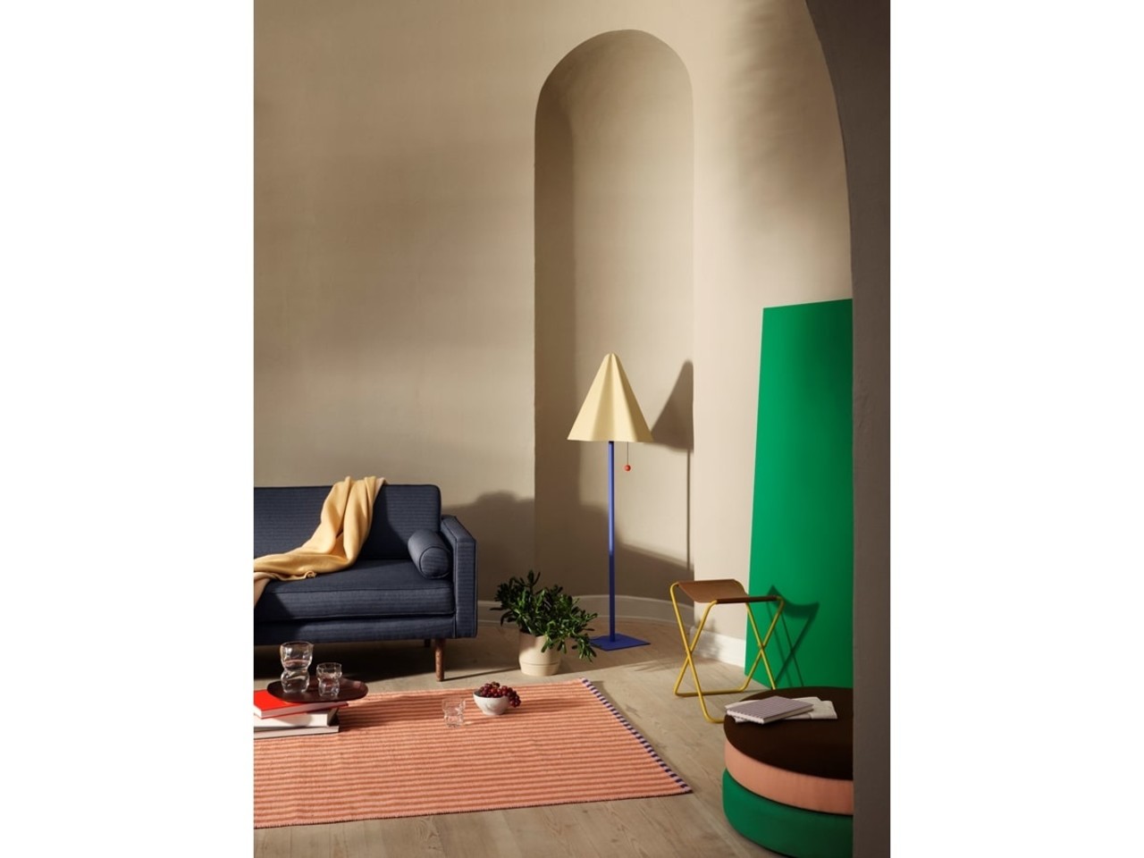 Broste Copenhagen Pouf Pond verde/rosa/caffè Ø68cm - 31001147