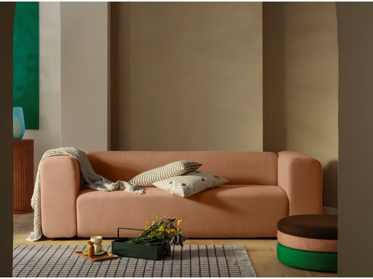 Broste Copenhagen Teichhocker Grün/Rosa/Kaffee Ø68cm - 31001147 Broste Copenhagen Teichhocker Grün/Rosa/Kaffee Ø68cm - 31001147