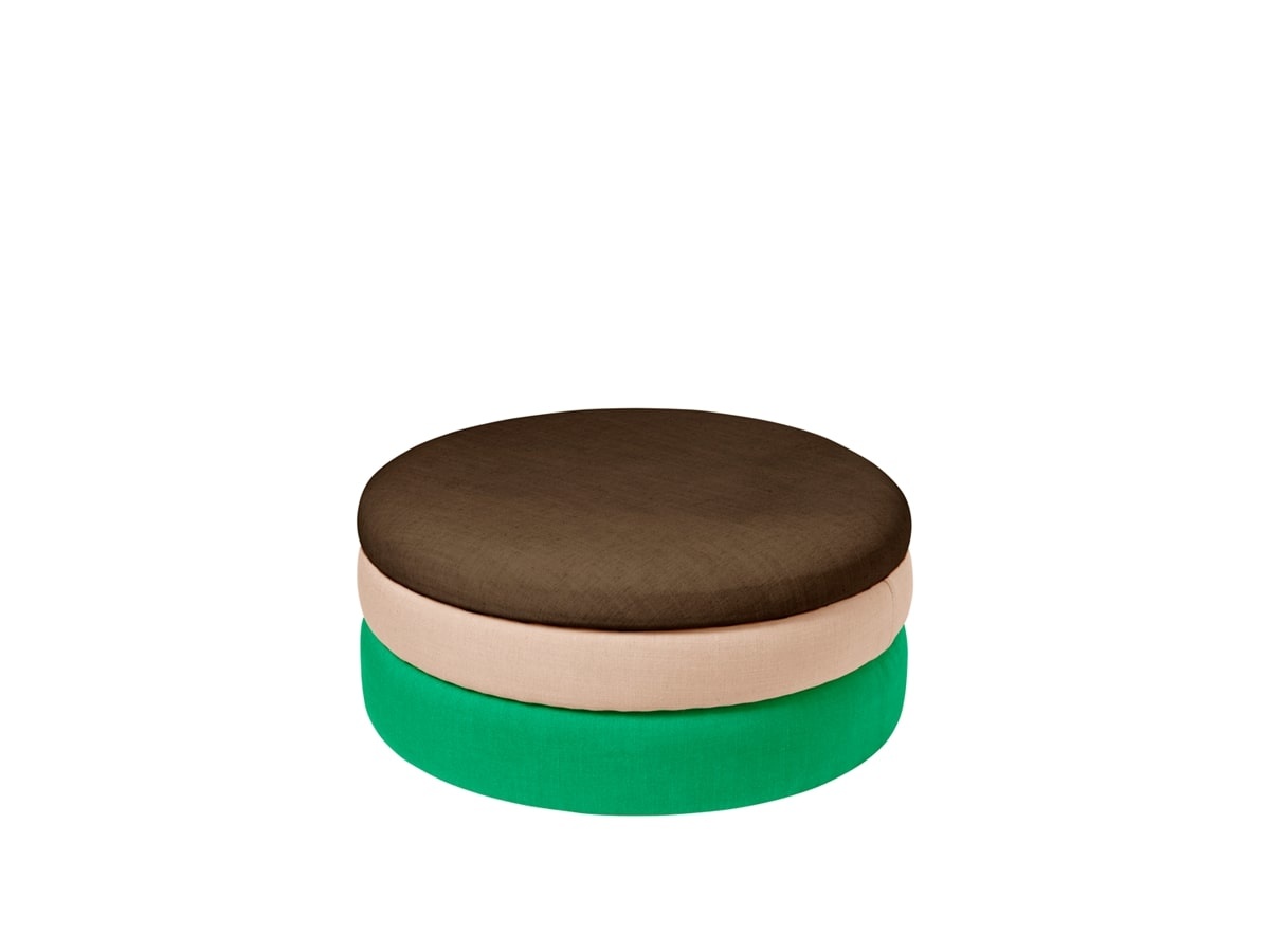 Broste Copenhagen Green/Pink Pond Pouf /Coffee Ø68cm - 31001147