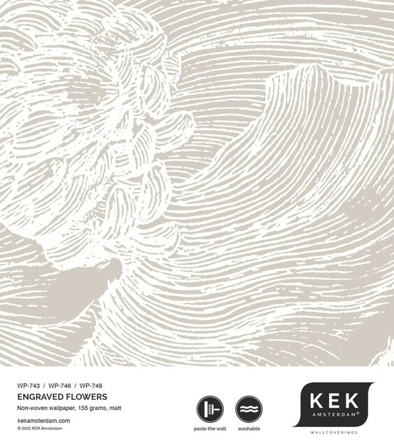 KEK Amsterdam Engraved floral wallpaper WP-746 gray 300x280cm