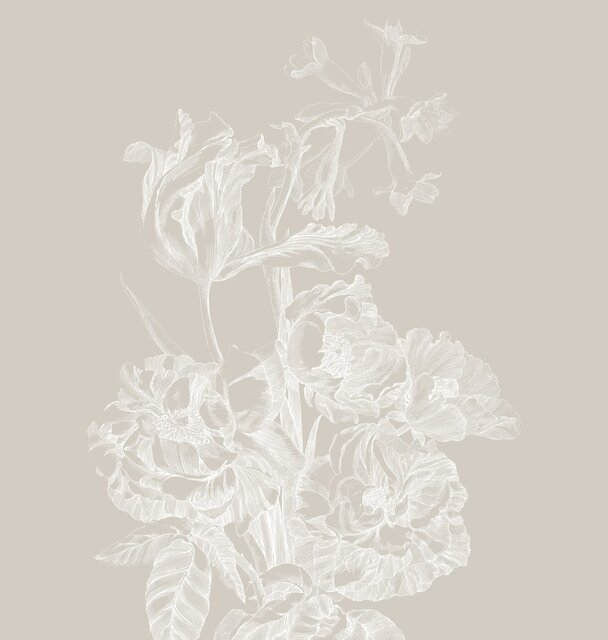 KEK Amsterdam Engraved floral wallpaper WP-746 gray 300x280cm