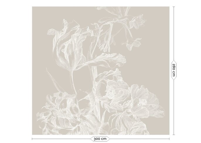 KEK Amsterdam Engraved floral wallpaper WP-746 gray 300x280cm
