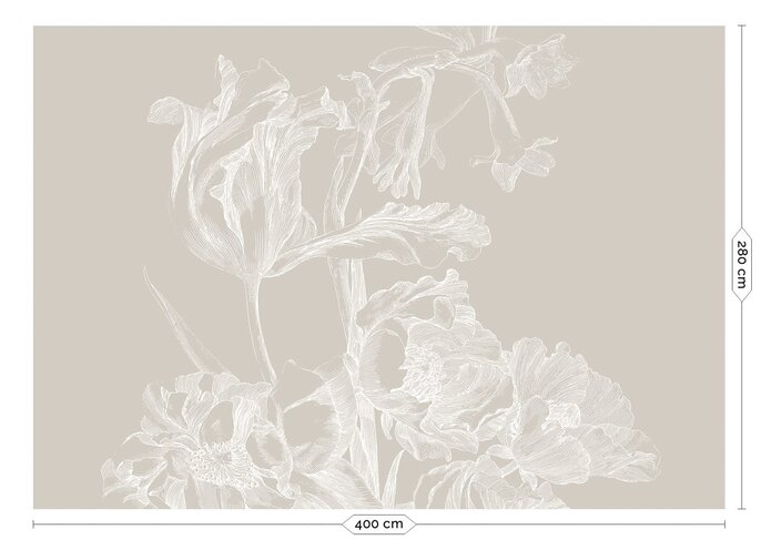 KEK Amsterdam Carta da parati floreale incisa WP-749 grigio 400x280 cm
