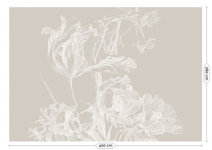 KEK Amsterdam Papier peint floral gravé WP-749 gris 400x280cm