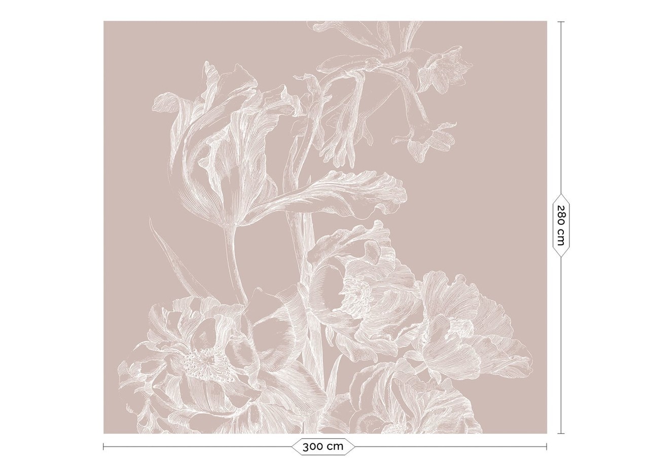 KEK Amsterdam Engraved bloemen behang nude WP-747 300x280cm