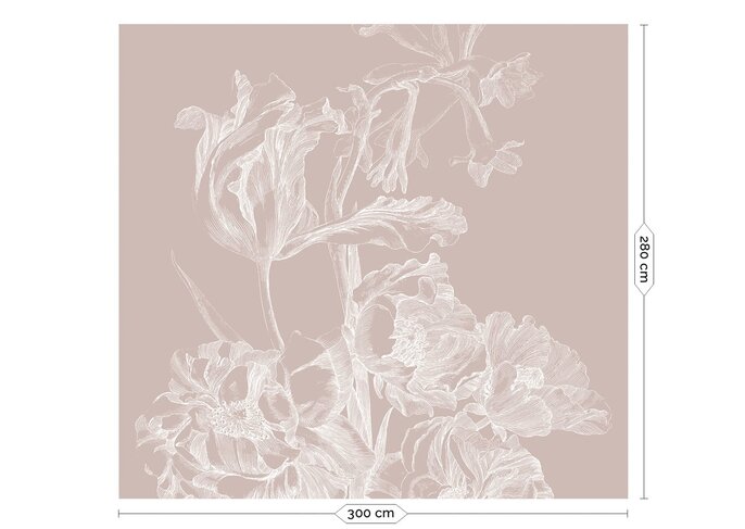KEK Amsterdam Engraved floral wallpaper nude WP-747 300x280cm