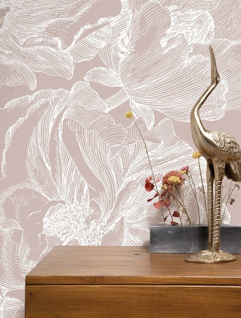 KEK Amsterdam Engraved floral wallpaper nude WP-750 400x280cm