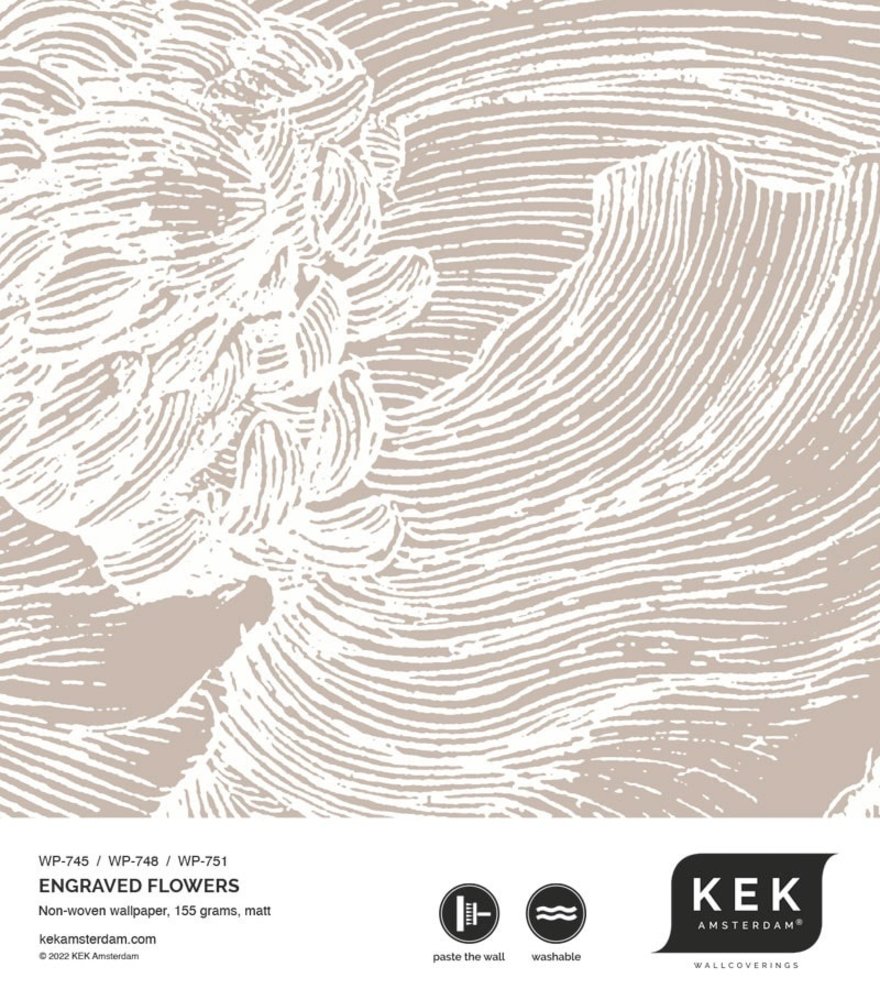 KEK Amsterdam Engraved floral wallpaper sand WP-745 200x280cm KEK Amsterdam Engraved floral wallpaper sand WP-745 200x280cm