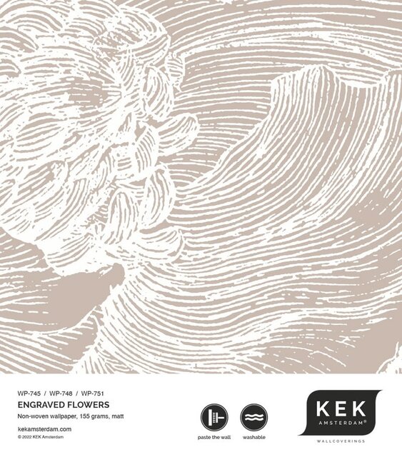 KEK Amsterdam Engraved floral wallpaper sand WP-745 200x280cm KEK Amsterdam Engraved floral wallpaper sand WP-745 200x280cm