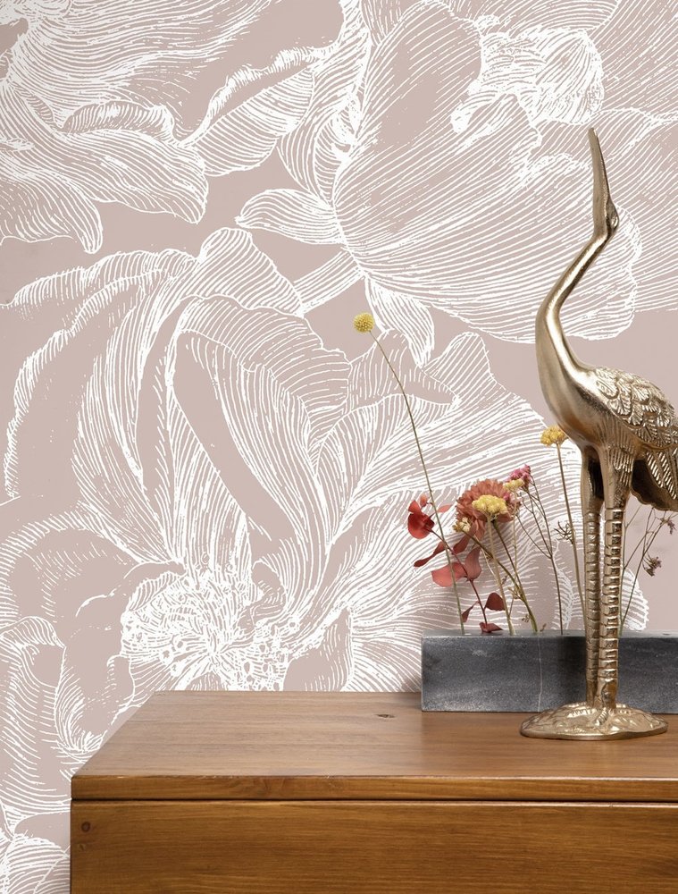KEK Amsterdam Engraved bloemen behang zand WP-748 300x280cm