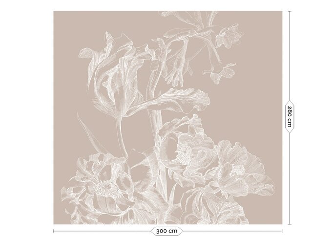 KEK Amsterdam Engraved floral wallpaper sand WP-748 300x280cm