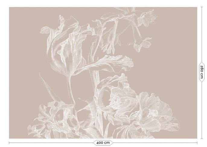 KEK Amsterdam Indgraveret blomstertapet sand WP-751 400x280cm
