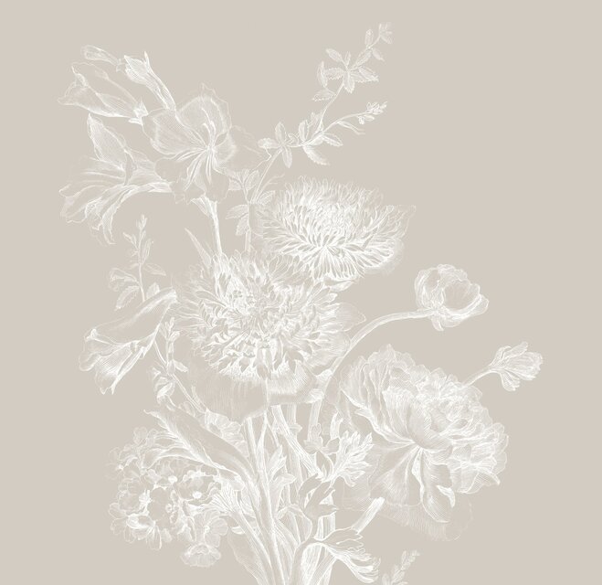 KEK Amsterdam Papier peint floral gravé gris WP-752 200x280cm