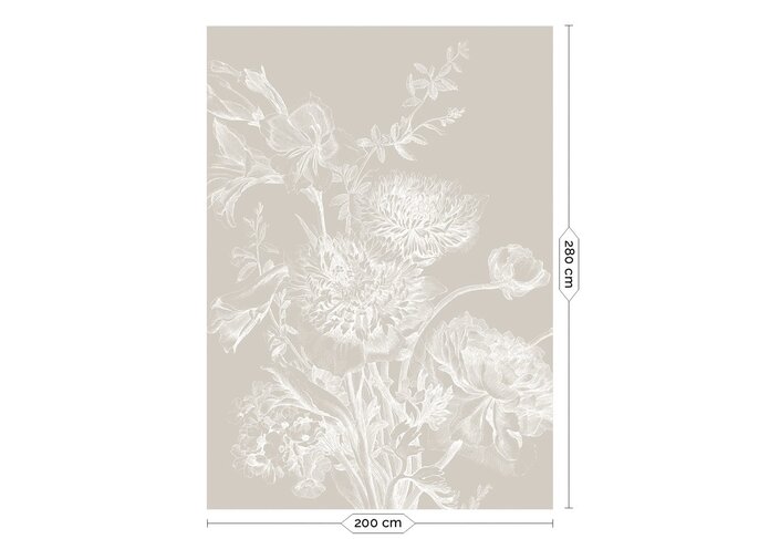 KEK Amsterdam Papier peint floral gravé gris WP-752 200x280cm