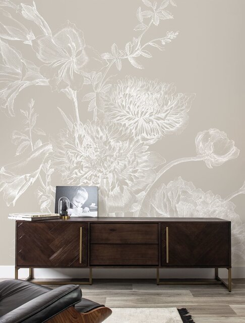 KEK Amsterdam Papier peint floral gravé gris WP-755 300x280cm