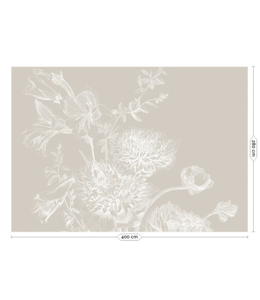 KEK Amsterdam Engraved bloemen behang grijs WP-758 400x280cm KEK Amsterdam Engraved bloemen behang grijs WP-758 400x280cm