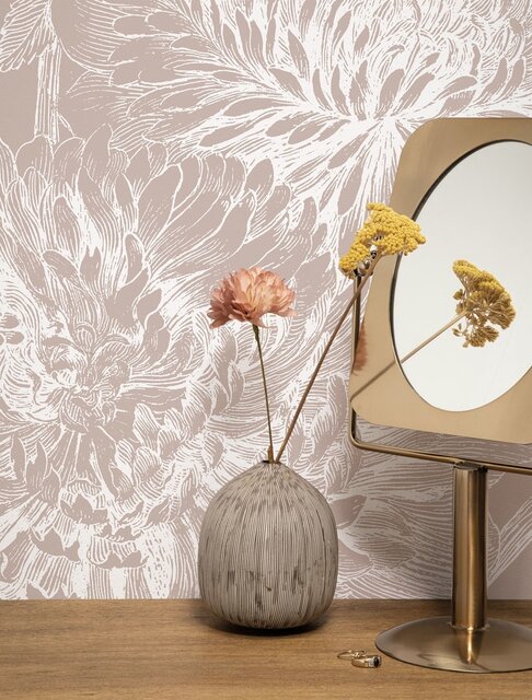 KEK Amsterdam Engraved bloemen behang  nude WP-753 200x280cm