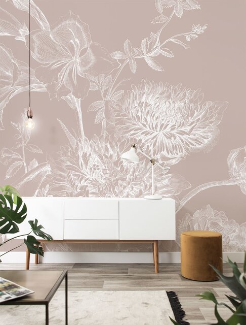 KEK Amsterdam Engraved bloemen behang  nude WP-753 200x280cm