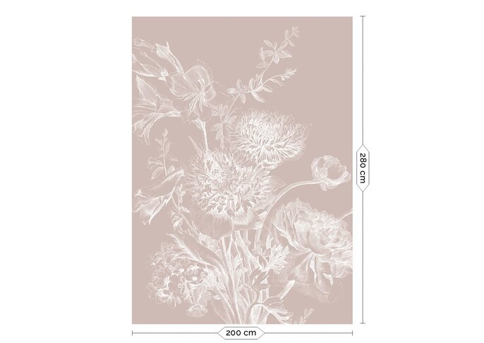 KEK Amsterdam Engraved bloemen behang  nude WP-753 200x280cm