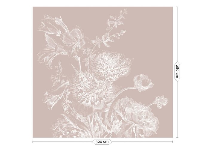 KEK Amsterdam Engraved bloemen behang nude WP-756 300x280cm