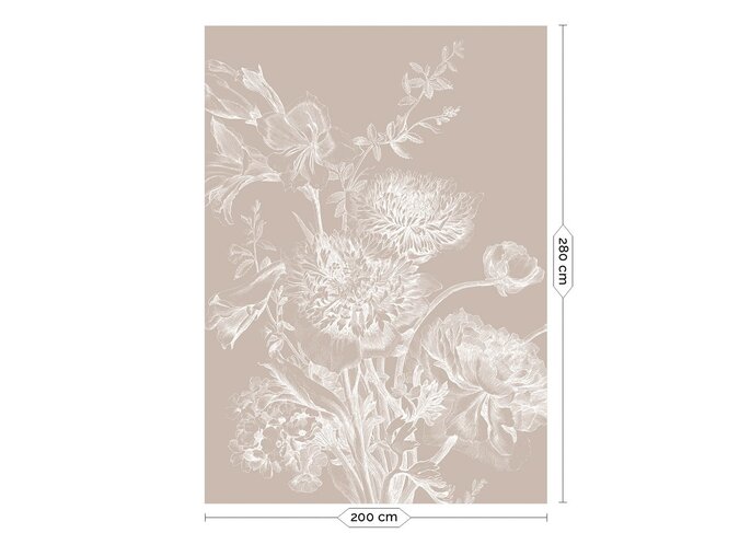 KEK Amsterdam Engraved floral wallpaper sand WP-754 200x280cm