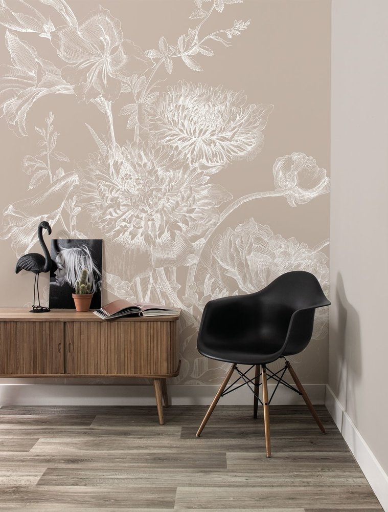 KEK Amsterdam Engraved bloemen behang zand WP-760 400x280cm KEK Amsterdam Engraved bloemen behang zand WP-760 400x280cm
