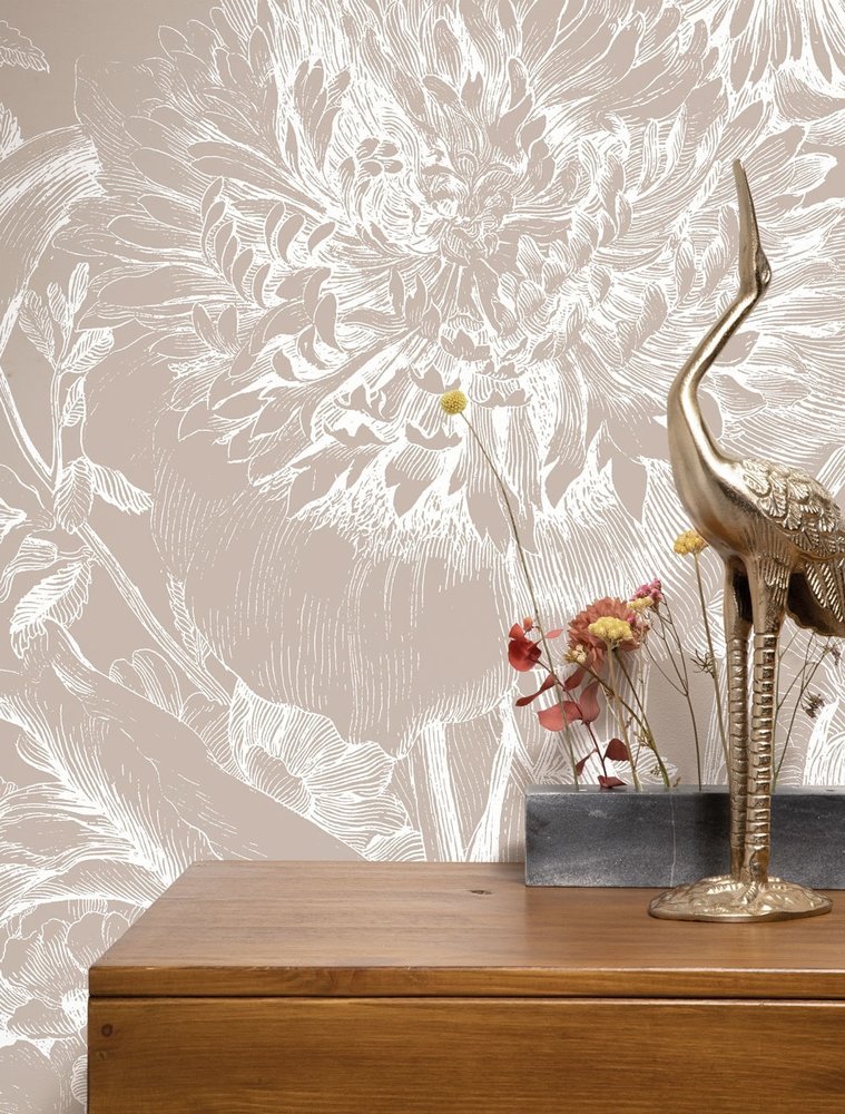 KEK Amsterdam Engraved bloemen behang zand WP-760 400x280cm KEK Amsterdam Engraved bloemen behang zand WP-760 400x280cm