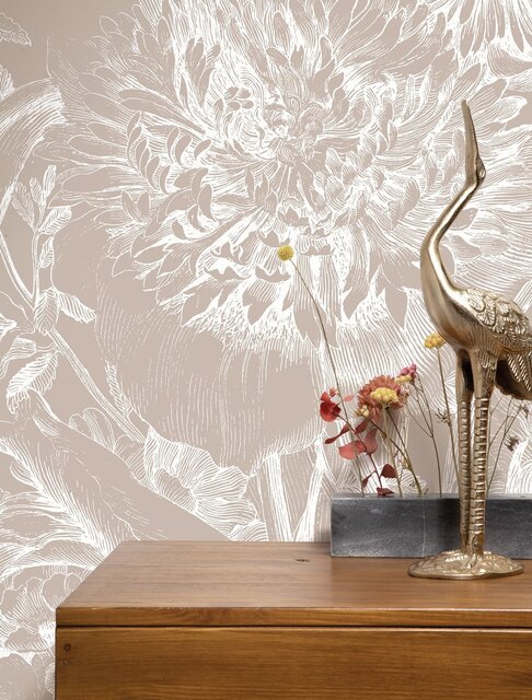 KEK Amsterdam Gravert blomstertapet sand WP-760 400x280cm
