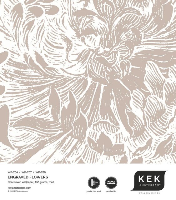 KEK Amsterdam Engraved bloemen behang zand WP-760 400x280cm