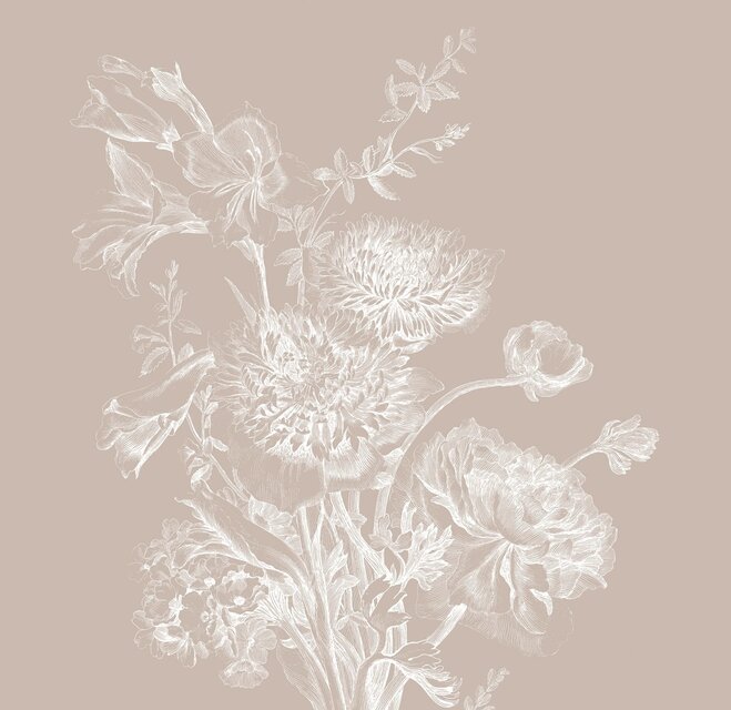 KEK Amsterdam Gravert blomstertapet sand WP-760 400x280cm