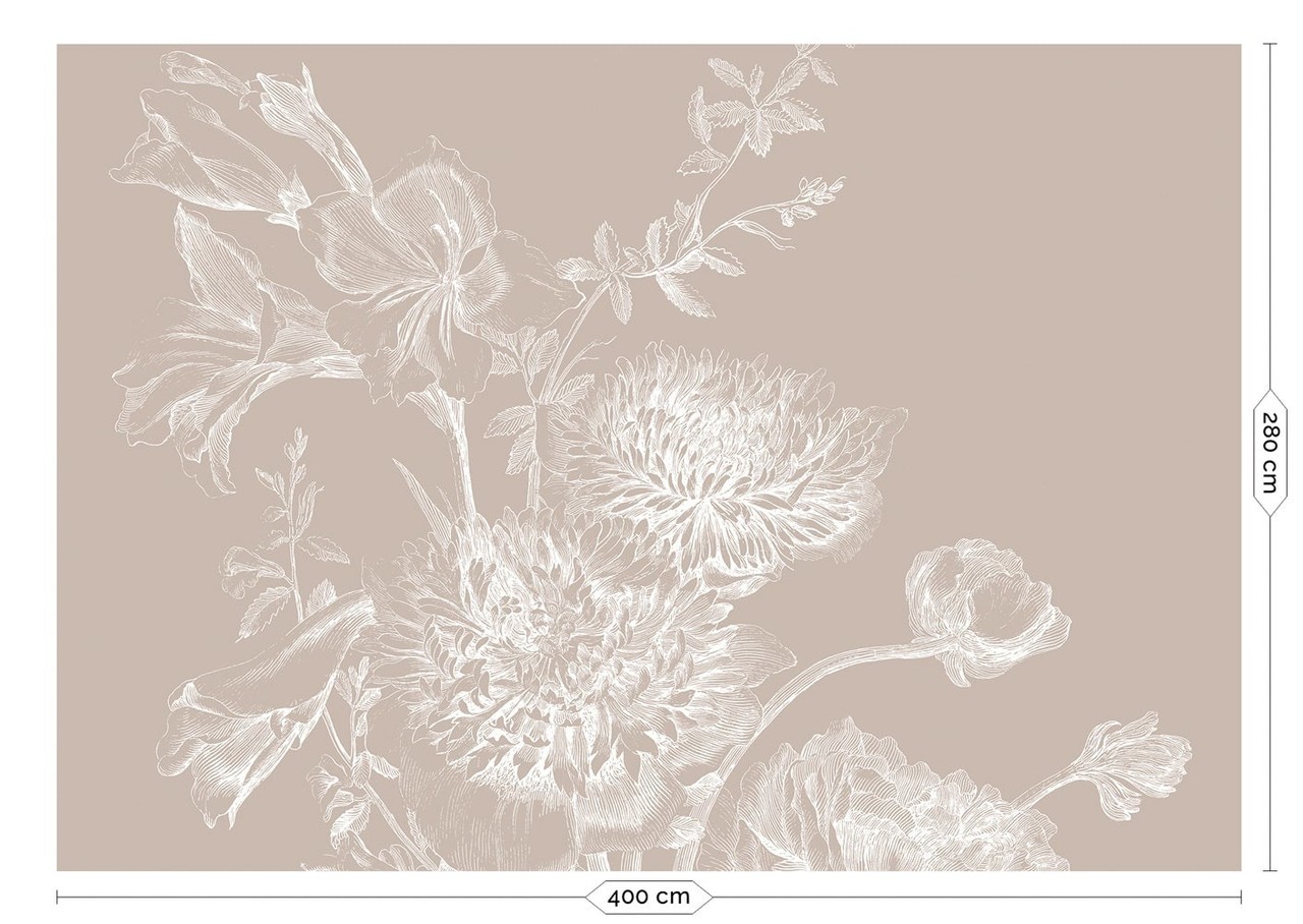 KEK Amsterdam Engraved bloemen behang zand WP-760 400x280cm KEK Amsterdam Engraved bloemen behang zand WP-760 400x280cm