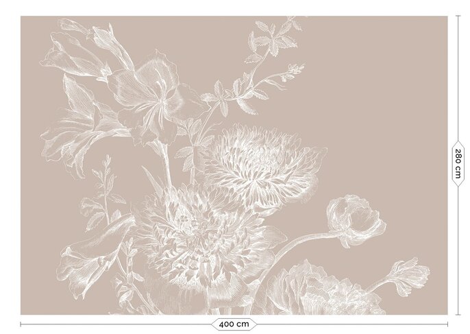 KEK Amsterdam Gravert blomstertapet sand WP-760 400x280cm