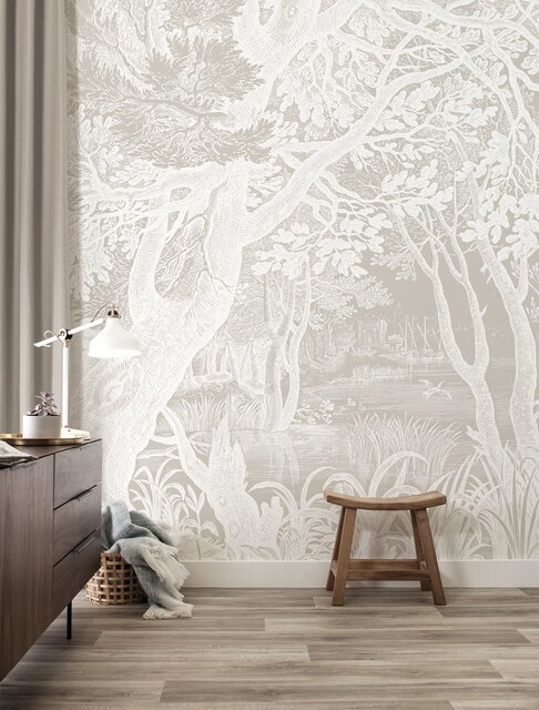 KEK Amsterdam Engraved landscapes wallpaper gray WP-761 200x280cm
