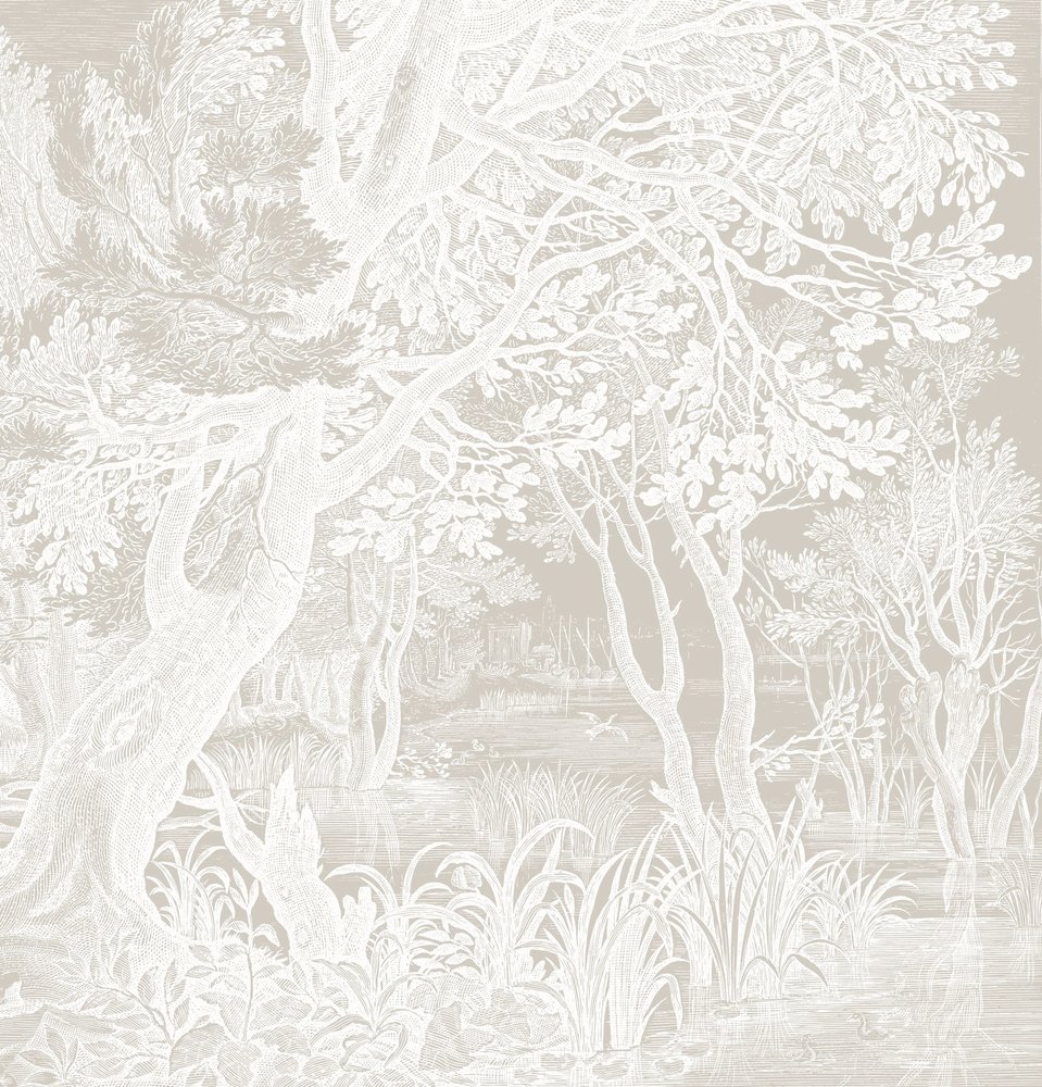 KEK Amsterdam Engraved landschappen behang WP-764 grijs 300x280cm KEK Amsterdam Engraved landschappen behang WP-764 grijs 300x280cm