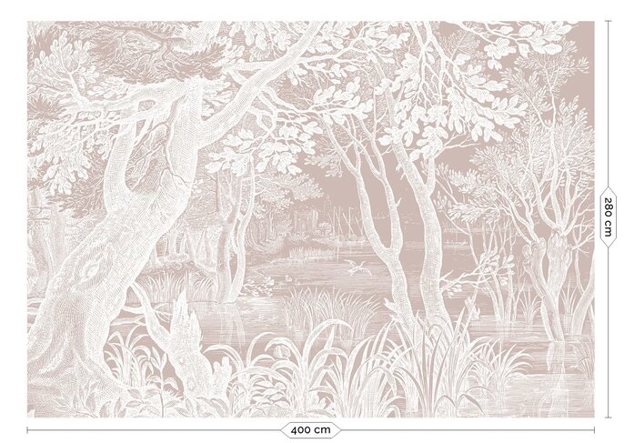 KEK Amsterdam Engraved landscapes wallpaper nude WP-768 400x280cm