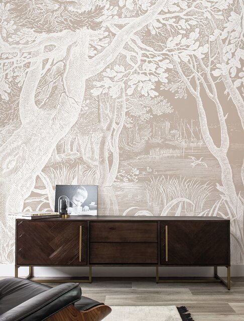 KEK Amsterdam Graverad landskap tapet sand WP-766 300x280cm