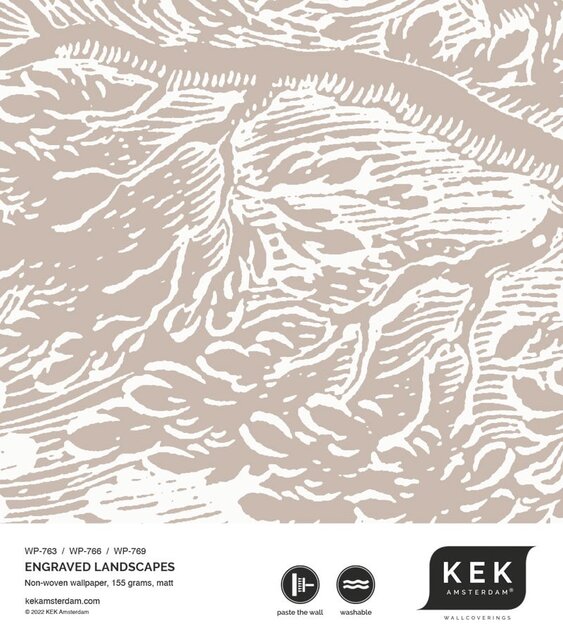 KEK Amsterdam Graverad landskap tapet sand WP-766 300x280cm